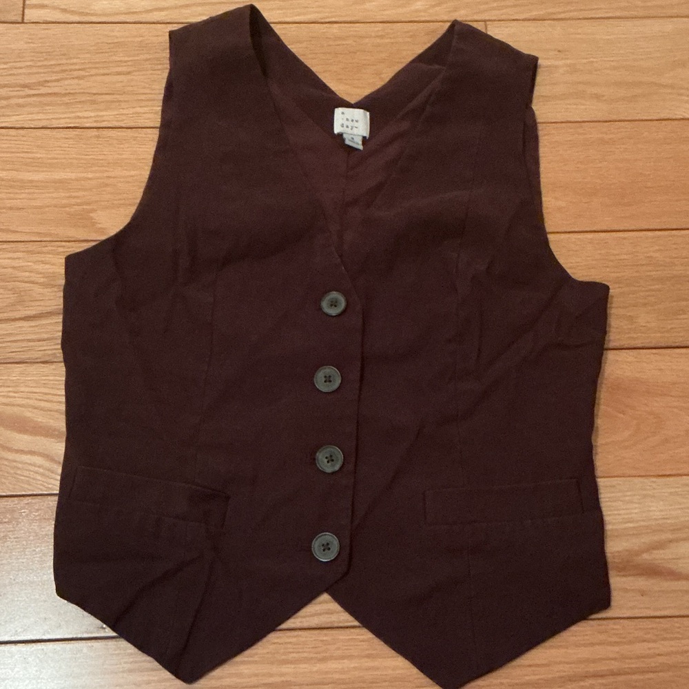 Dark Red Button Front Vest